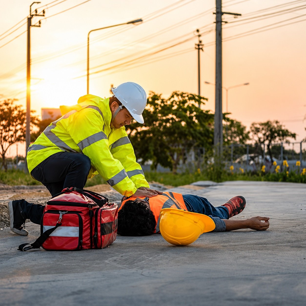 OSHA-compliant workplace first aid training badge